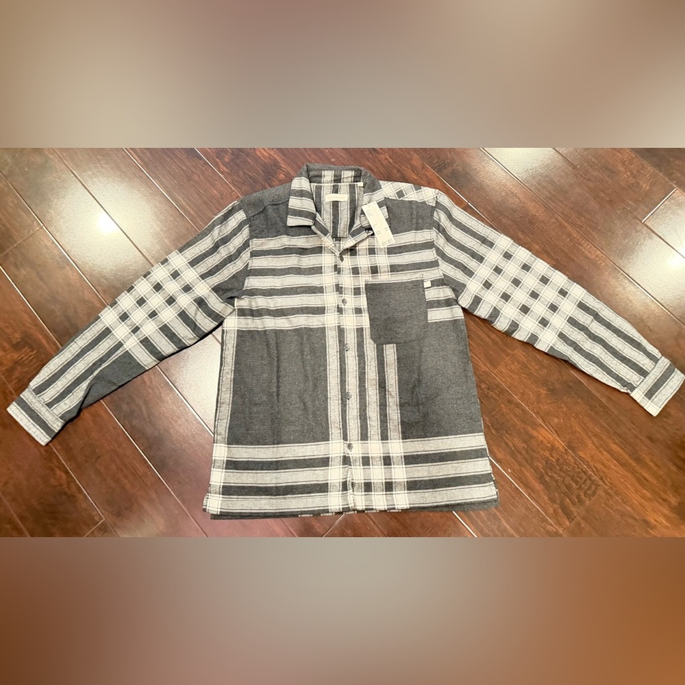NWT Bonobos Gray Plaid Flannel Button-Down Shirt Size Medium